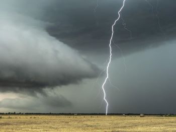 Bolt of lightning in a field