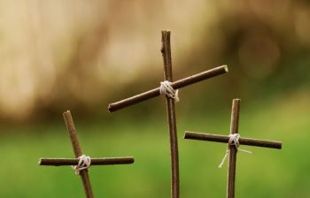 Three crosses made from twigs